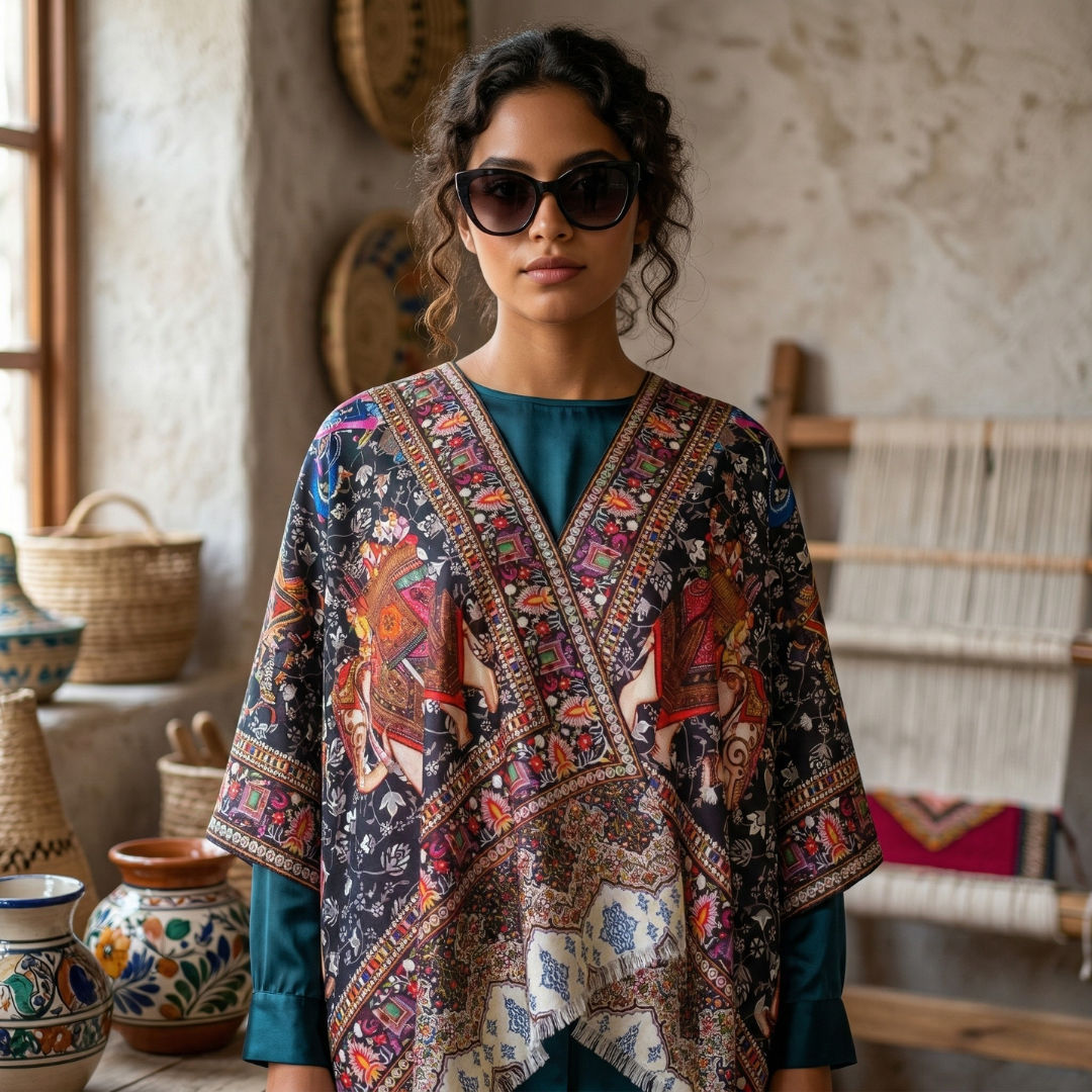 Royal Mughal Kings And Elephant Print Scarf